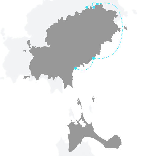 Map of Ibiza and Formentera showing the North Ibiza boat tour route