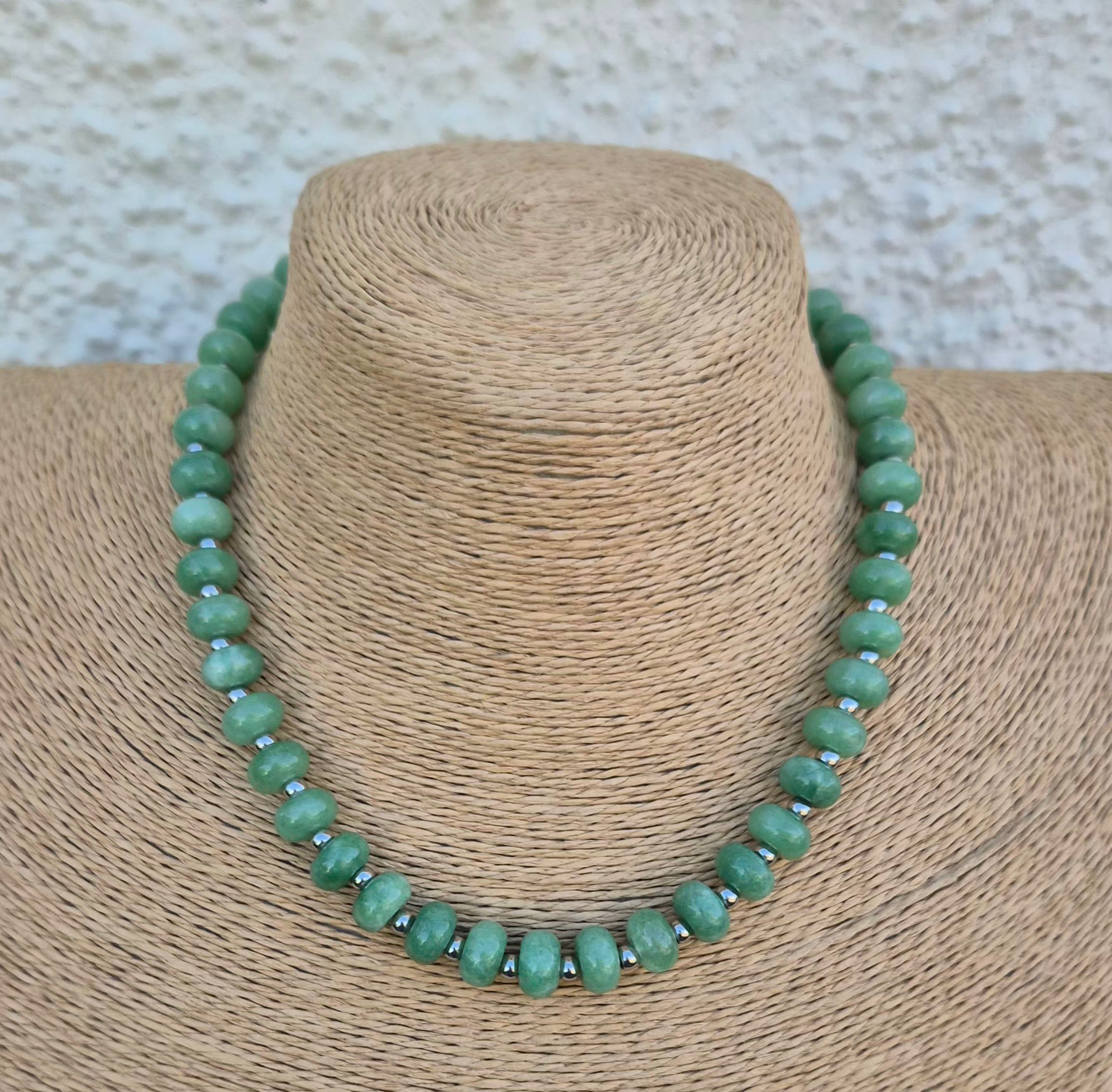 Green Jade Necklace ~ SILVER