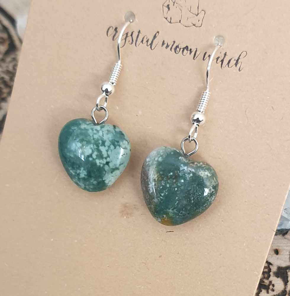 Thumbnail: Moss Agate heart earings 