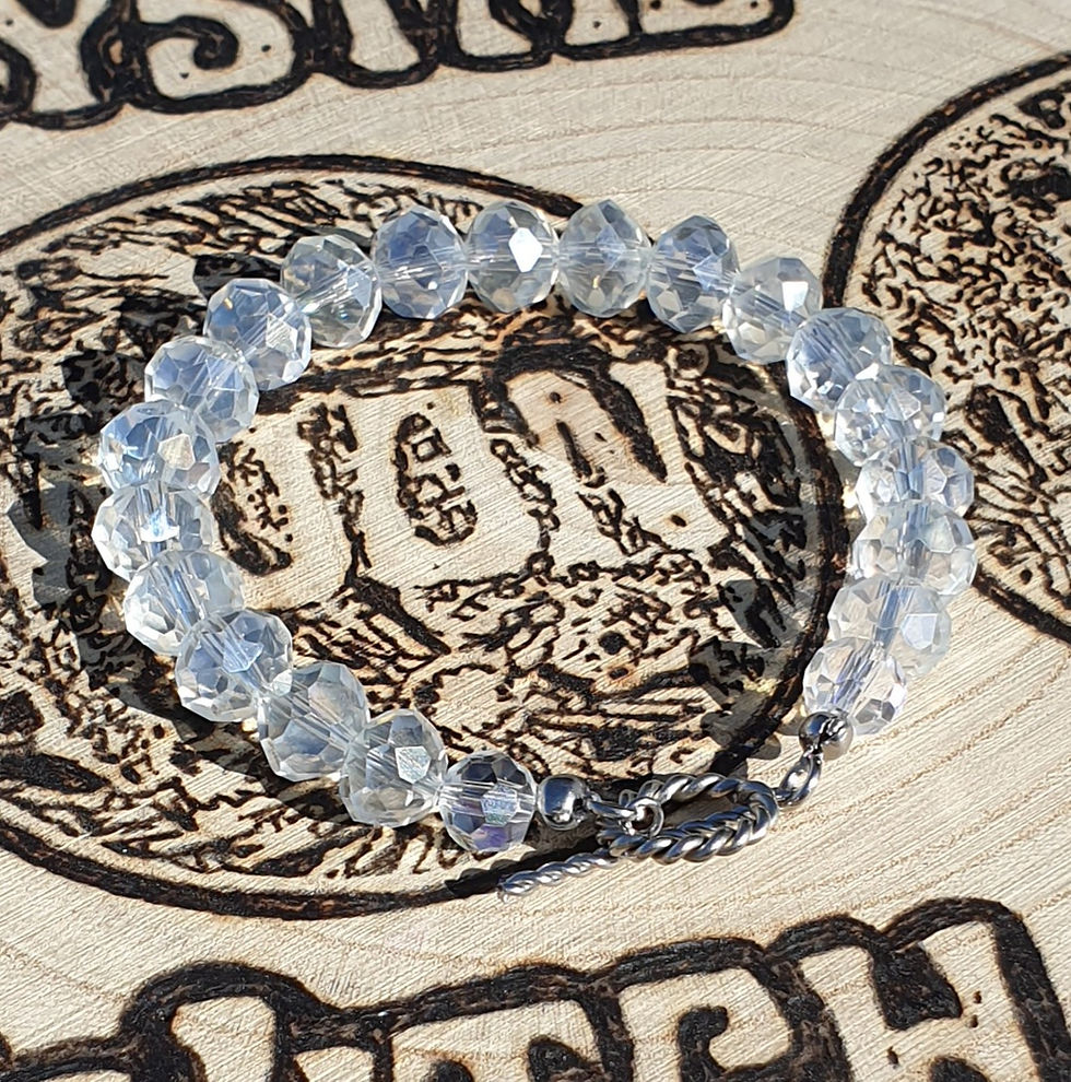Thumbnail: Glass Crystal bracelet ~ SILVER 