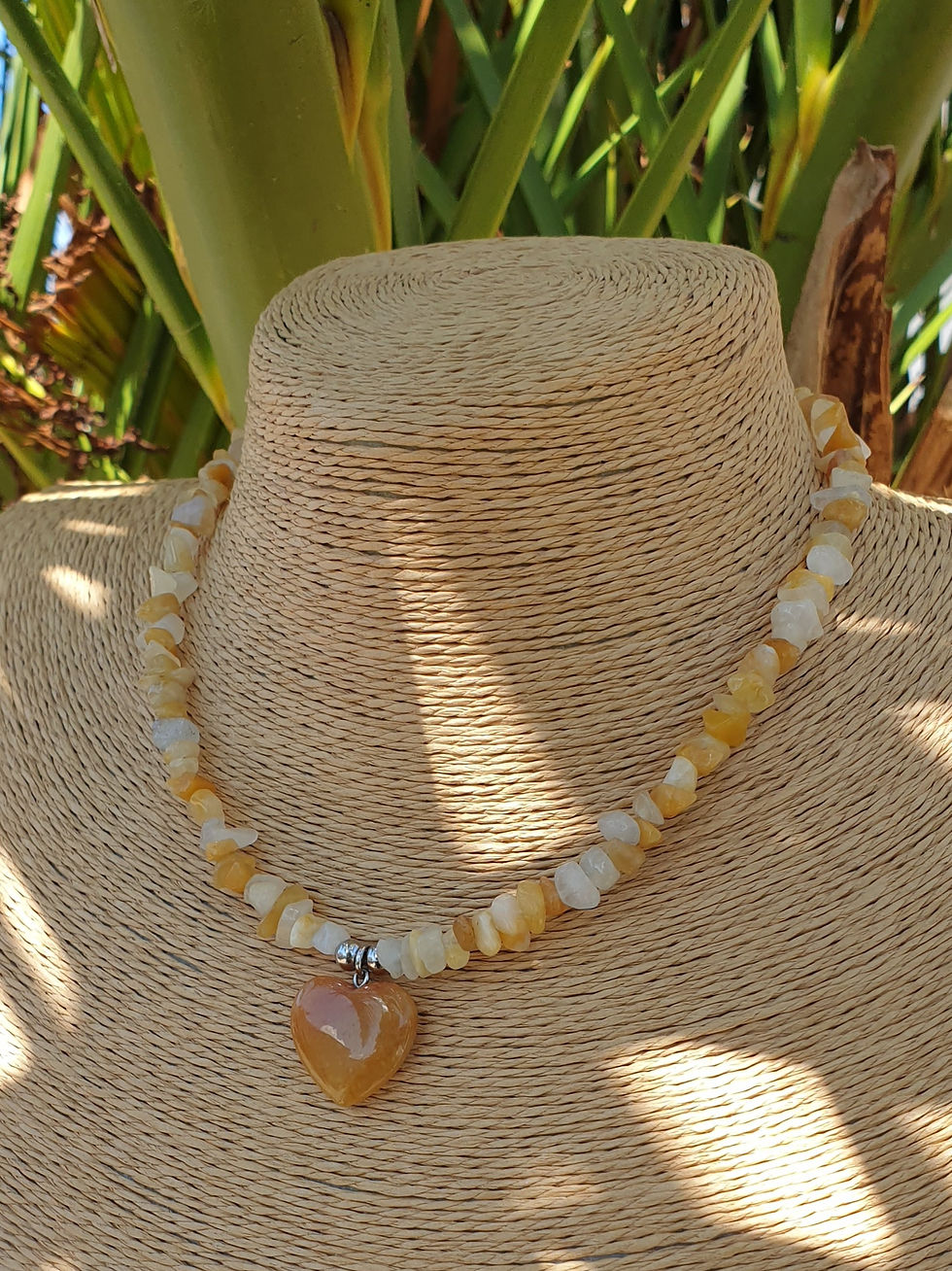 Thumbnail: Yellow Honey Jade heart necklace 
