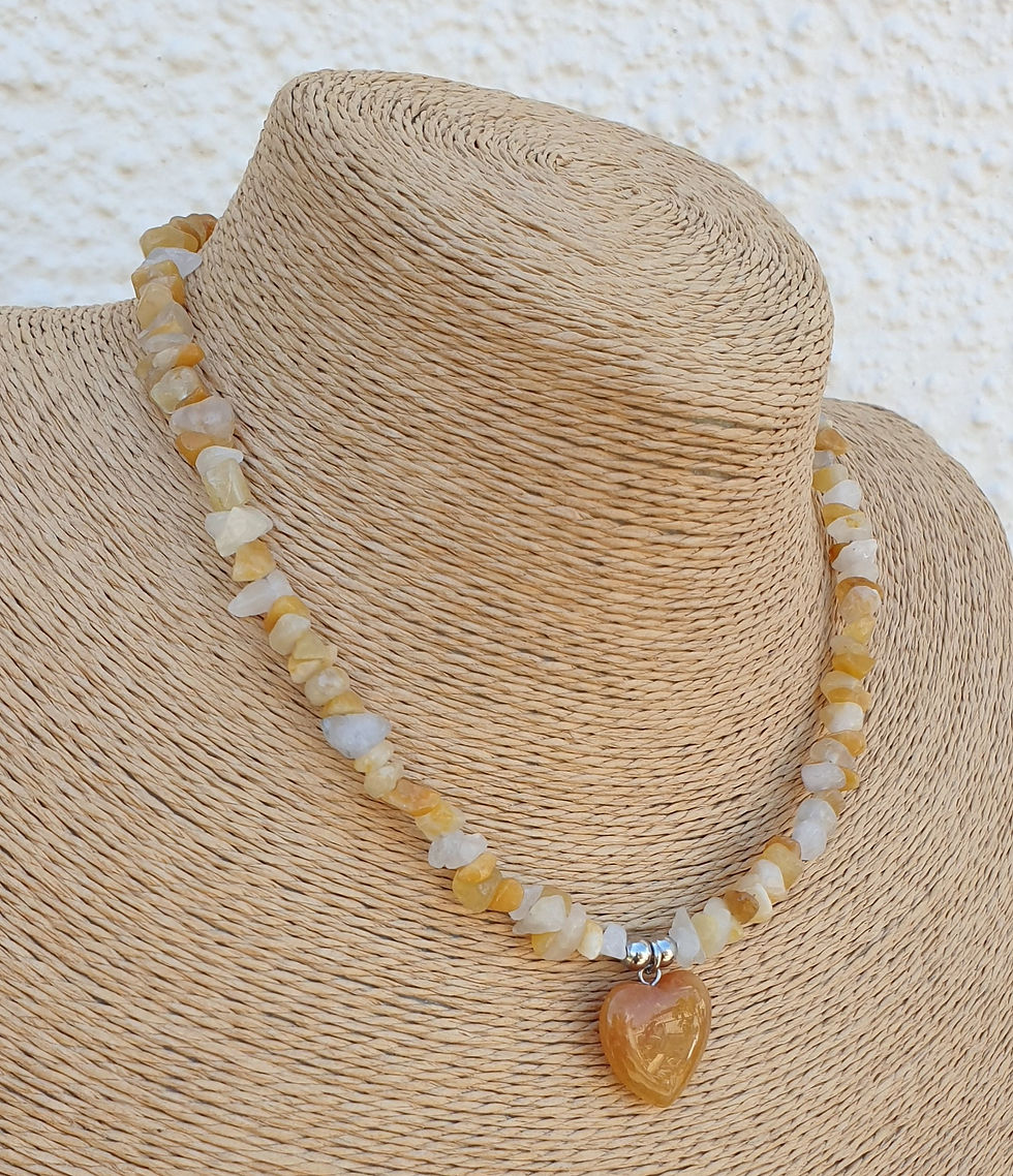 Thumbnail: Yellow Honey Jade heart necklace 