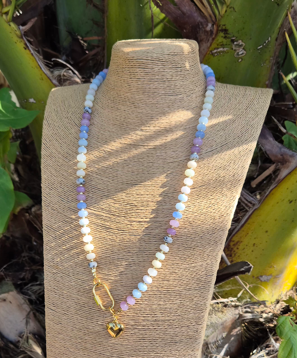 Thumbnail: Pastel Candy Heart Necklace ~ GOLD 