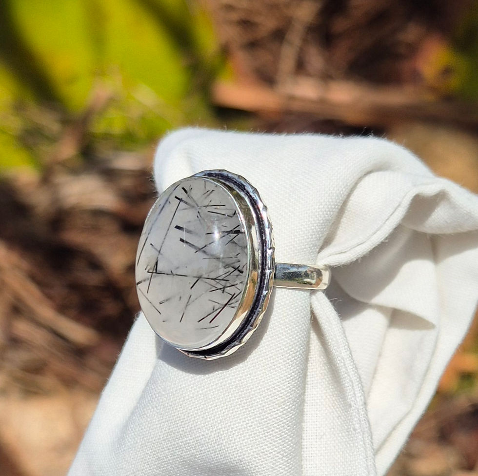 Thumbnail: Tourmaline Quartz Ring Size O