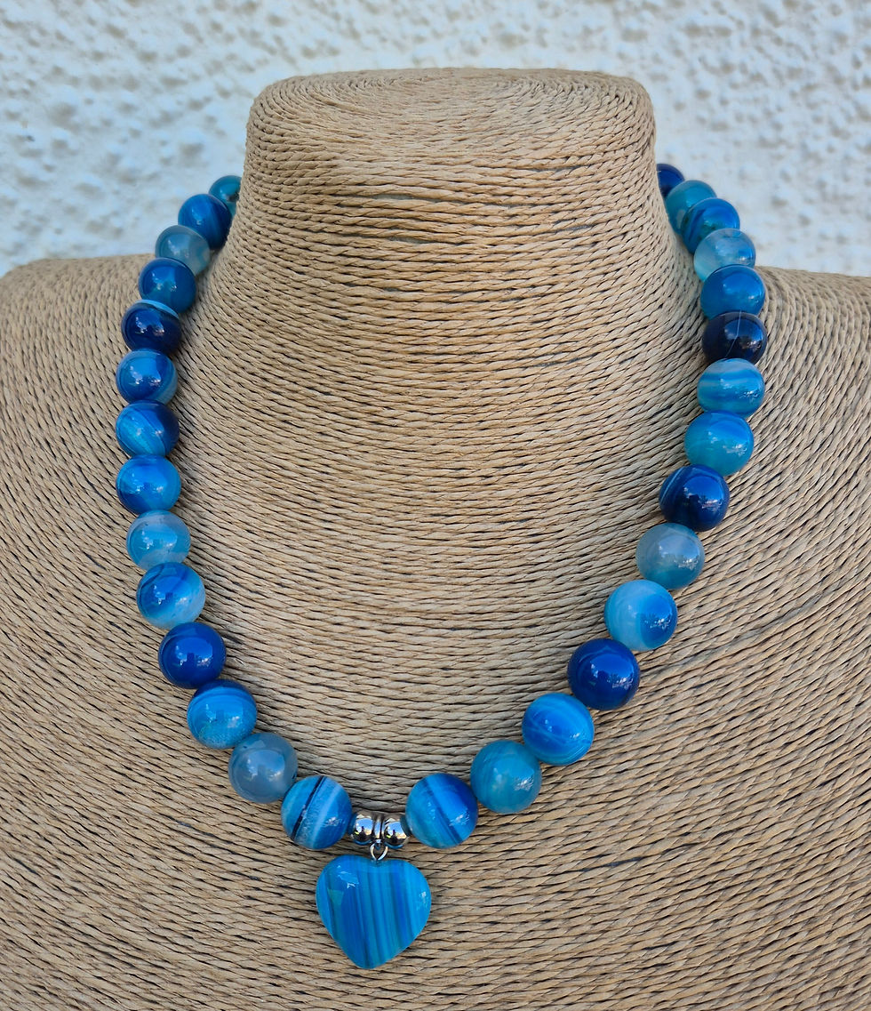 Thumbnail: Blue Agate heart Necklace 
