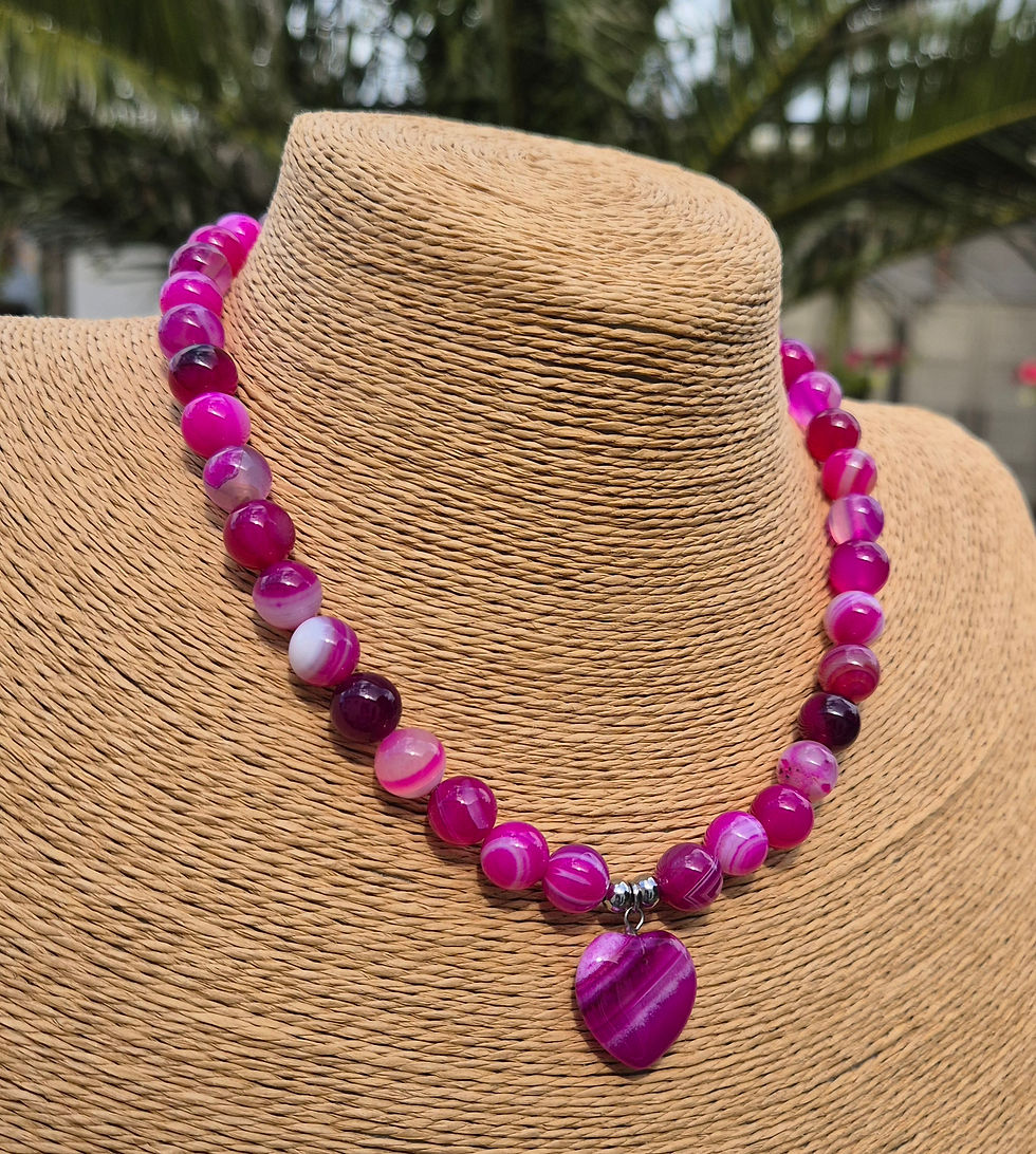 Thumbnail: Pink Agate heart Necklace 