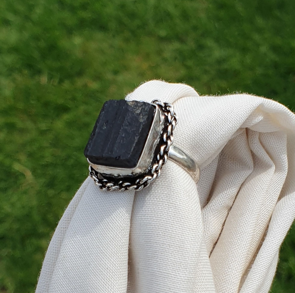 Thumbnail: Black Tourmaline ring size M