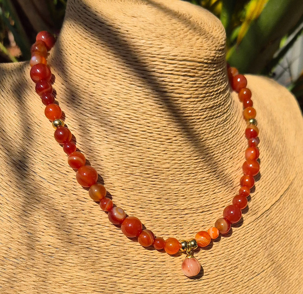 Thumbnail: Carnelian Pumpkin Necklace Halloween 