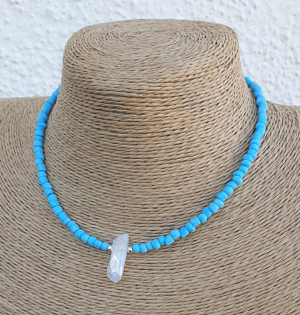 Thumbnail: Angel Aura Quartz necklace LIGHT BLUE 