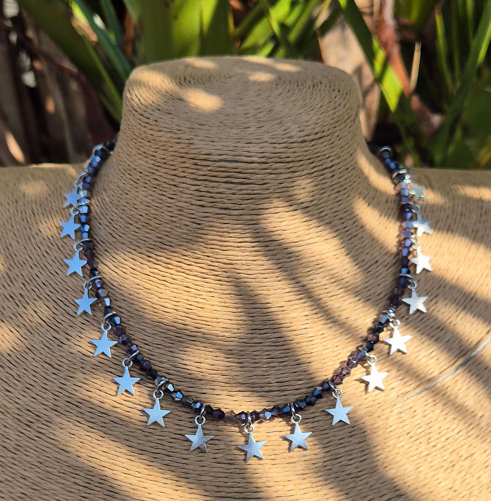 Thumbnail: Glass Crystal Star Charm Necklace SILVER