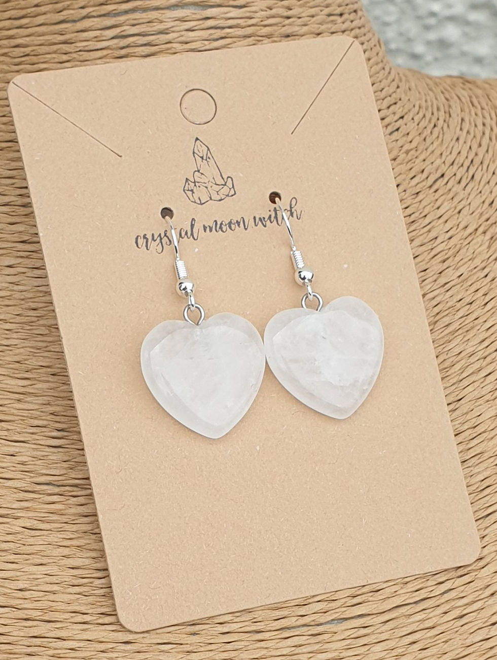Thumbnail: Clear Quartz heart earings 