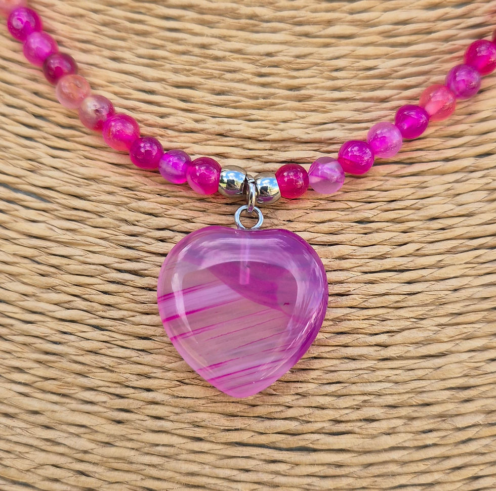 Thumbnail: Pink Agate heart Necklace 