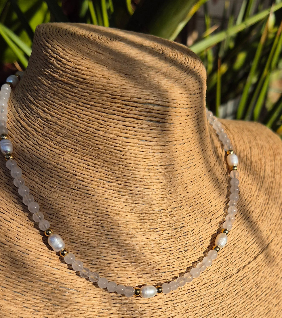 Thumbnail: Clear Quartz Freshwater Pearl Necklace 