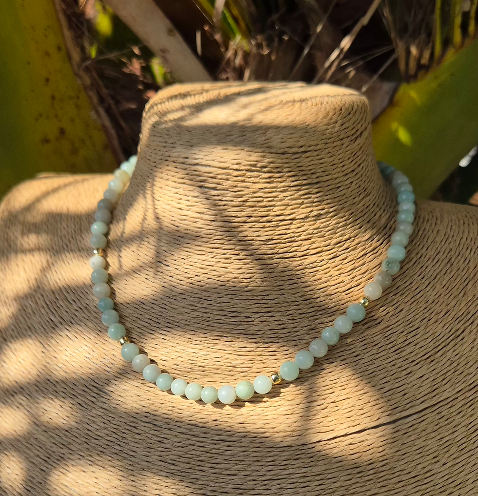 Thumbnail: Amazonite Necklace ~ GOLD 