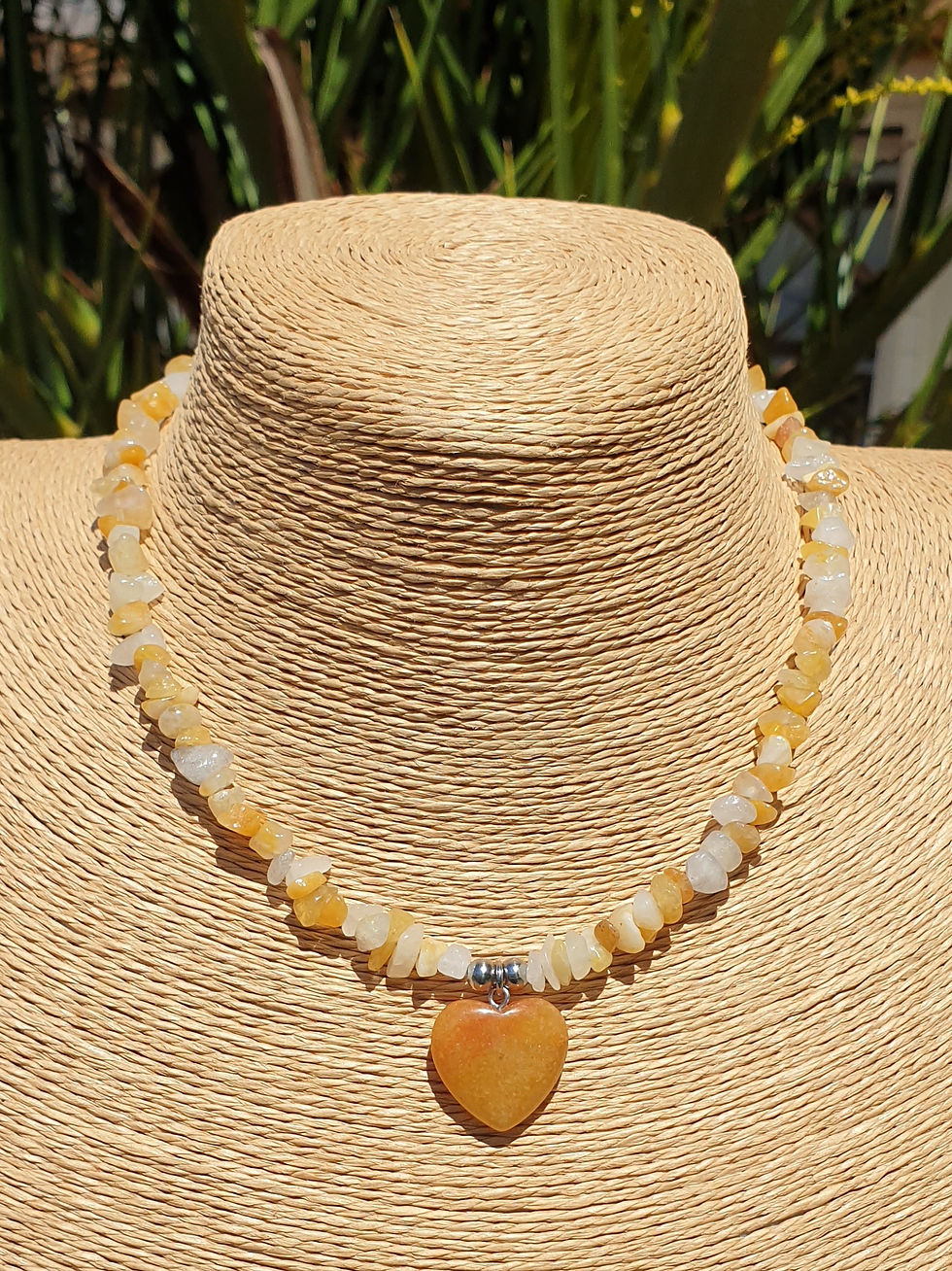 Thumbnail: Yellow Honey Jade heart necklace 