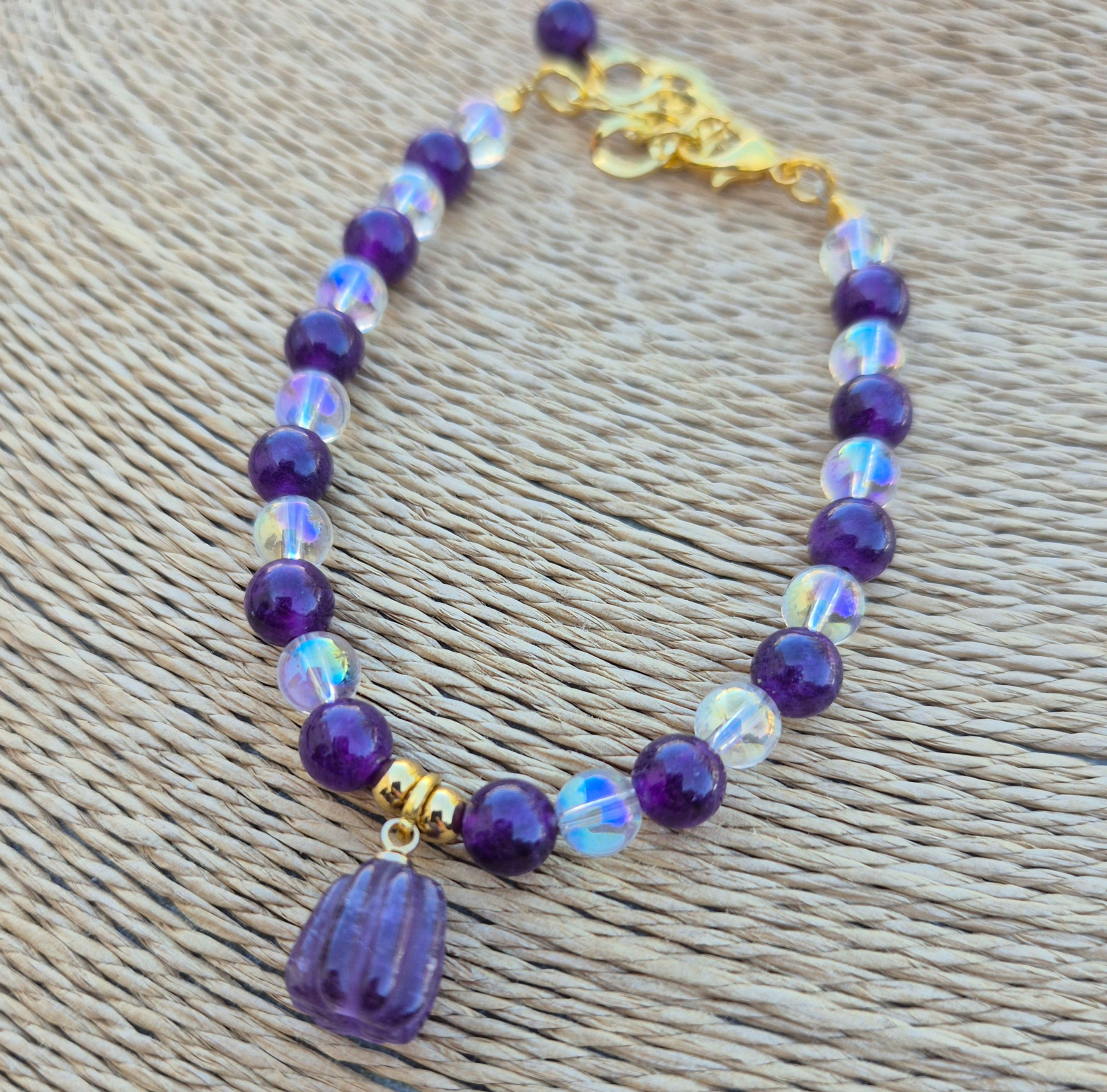 Amethyst pumpkin Bracelet Halloween ~ GOLD 