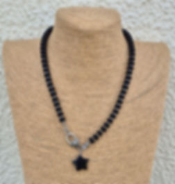 Black Obsidian Star Necklace ~ SILVER