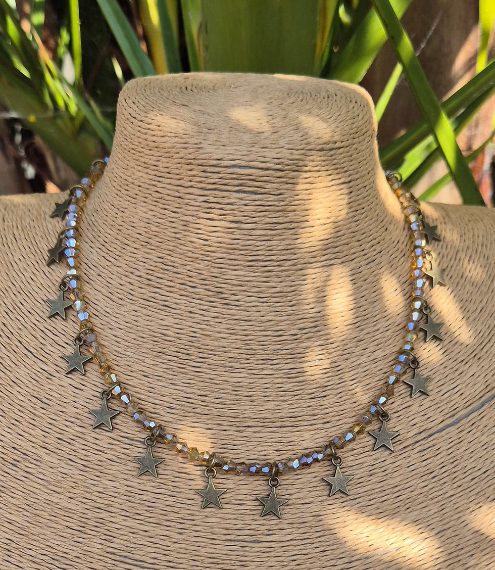 Thumbnail: Glass Crystal Star charm Necklace BRONZE