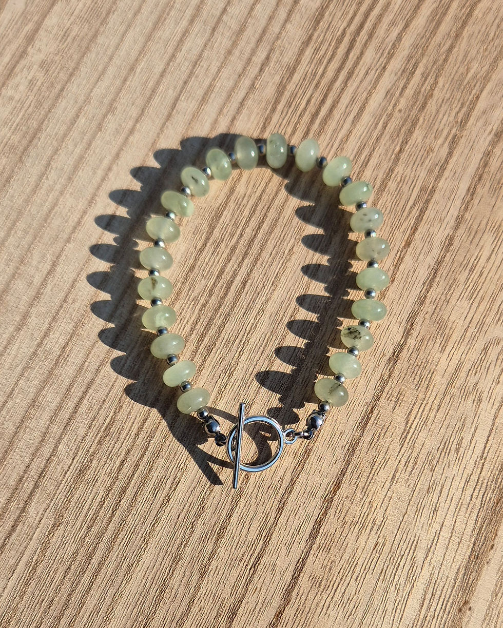 Thumbnail: Prehnite Bracelet ~ SILVER 