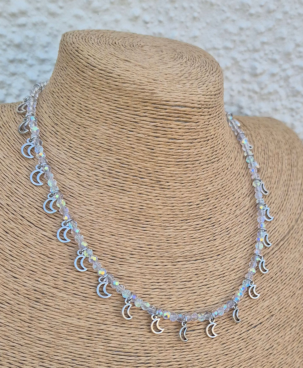 Thumbnail: Glass Crystal Moon charm Necklace 