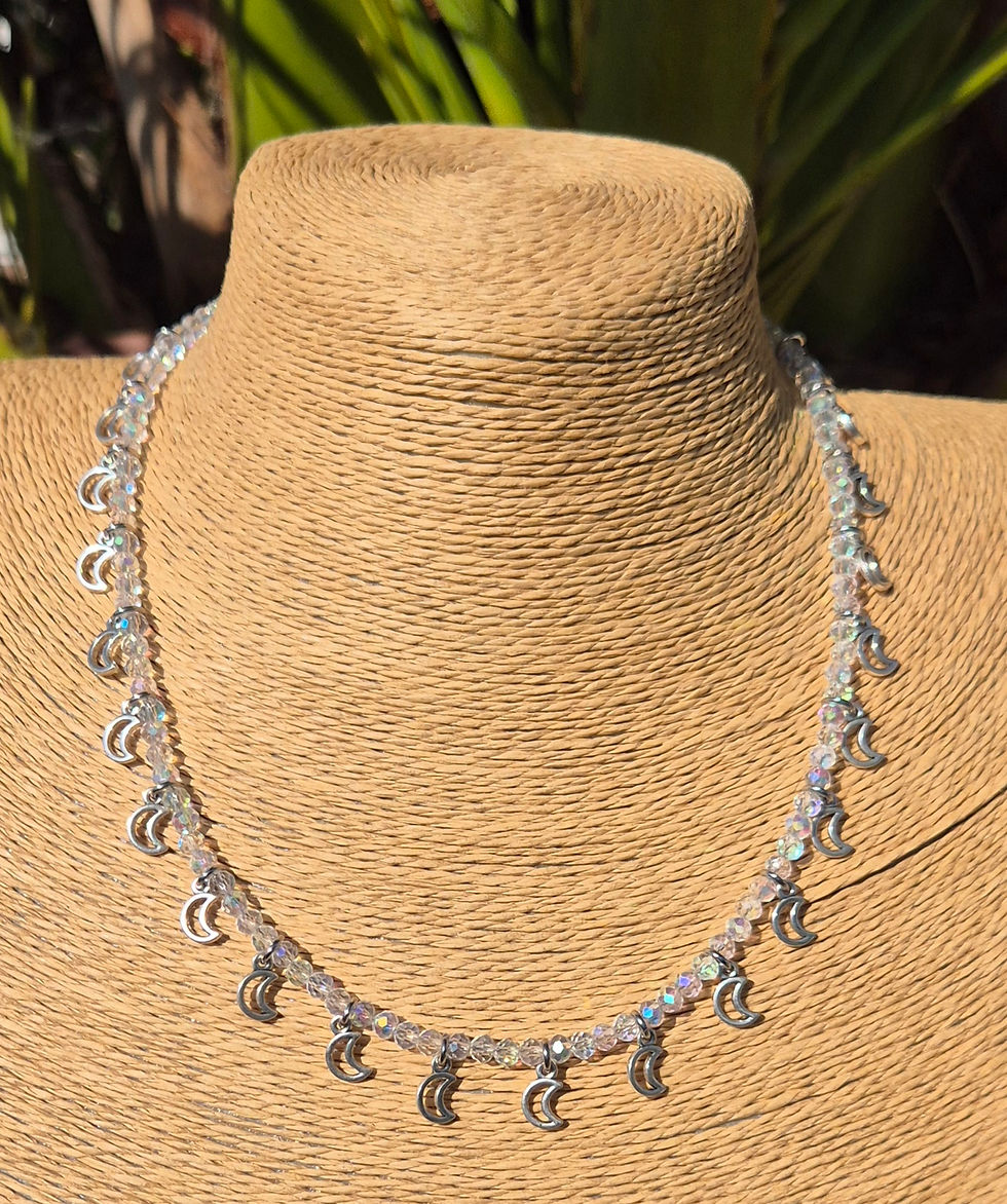 Thumbnail: Glass Crystal Moon charm Necklace 