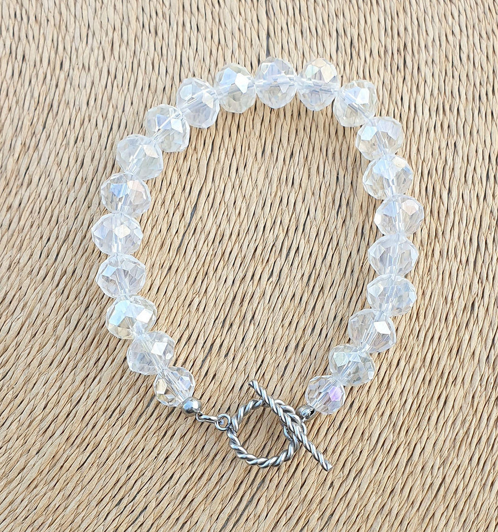 Thumbnail: Glass Crystal bracelet ~ SILVER 