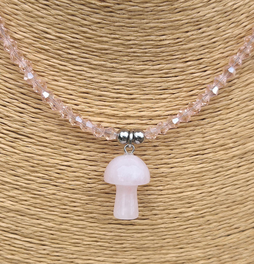 Thumbnail: Rose Quartz Mushroom Necklace 