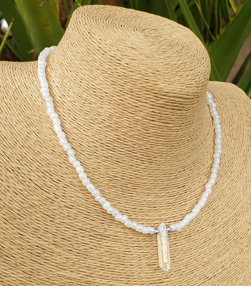 Thumbnail: Angel Aura Quartz necklace PEARL