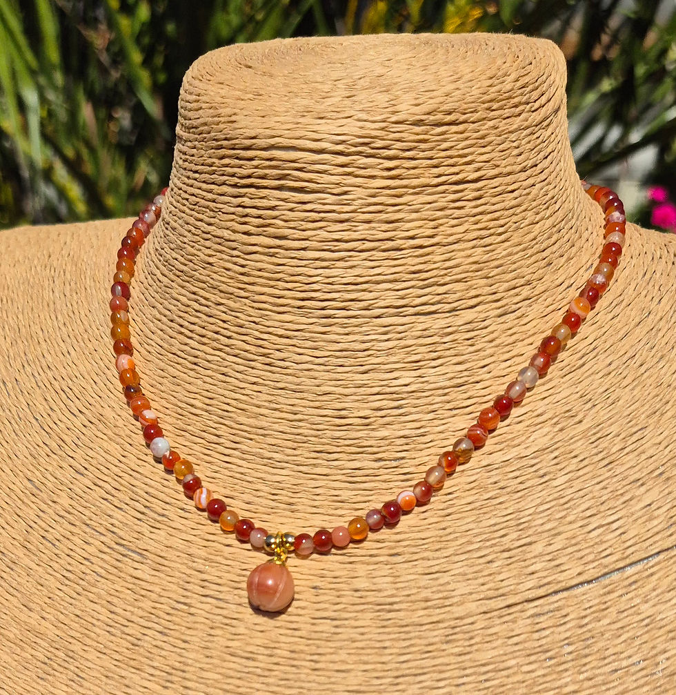 Thumbnail: Carnelian Pumpkin Necklace Halloween 