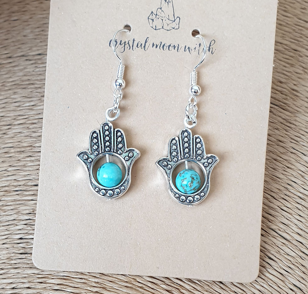 Thumbnail: Turquoise Howlite hamsa Earings 