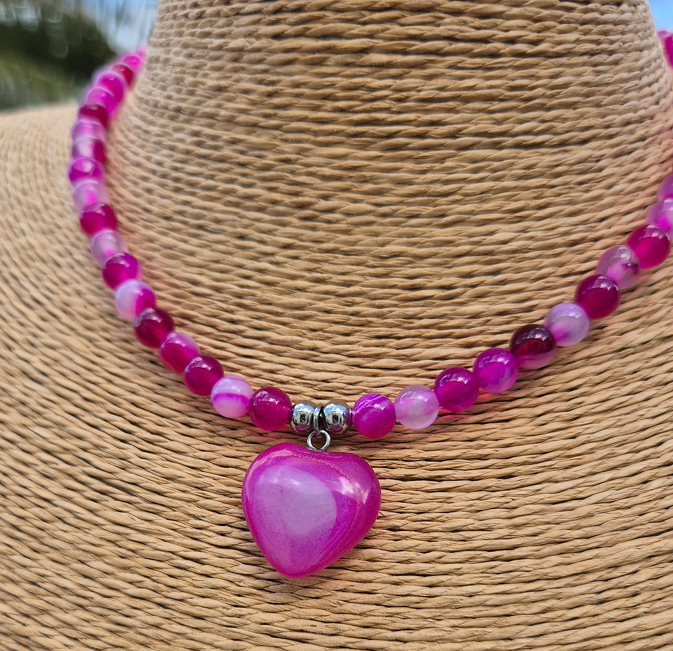 Thumbnail: Pink Agate heart Necklace 
