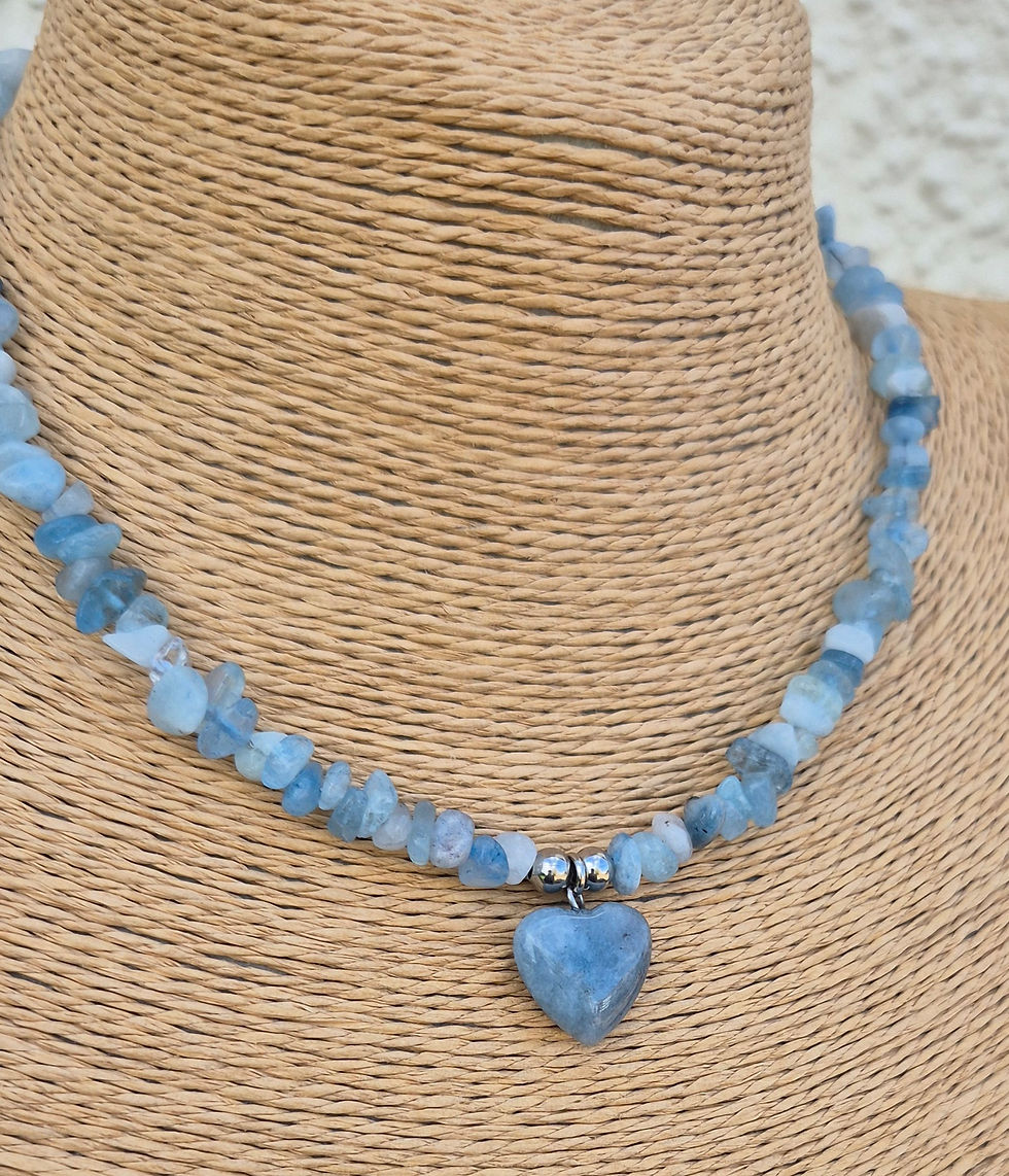 Thumbnail: Aquamarine heart Necklace Choker 