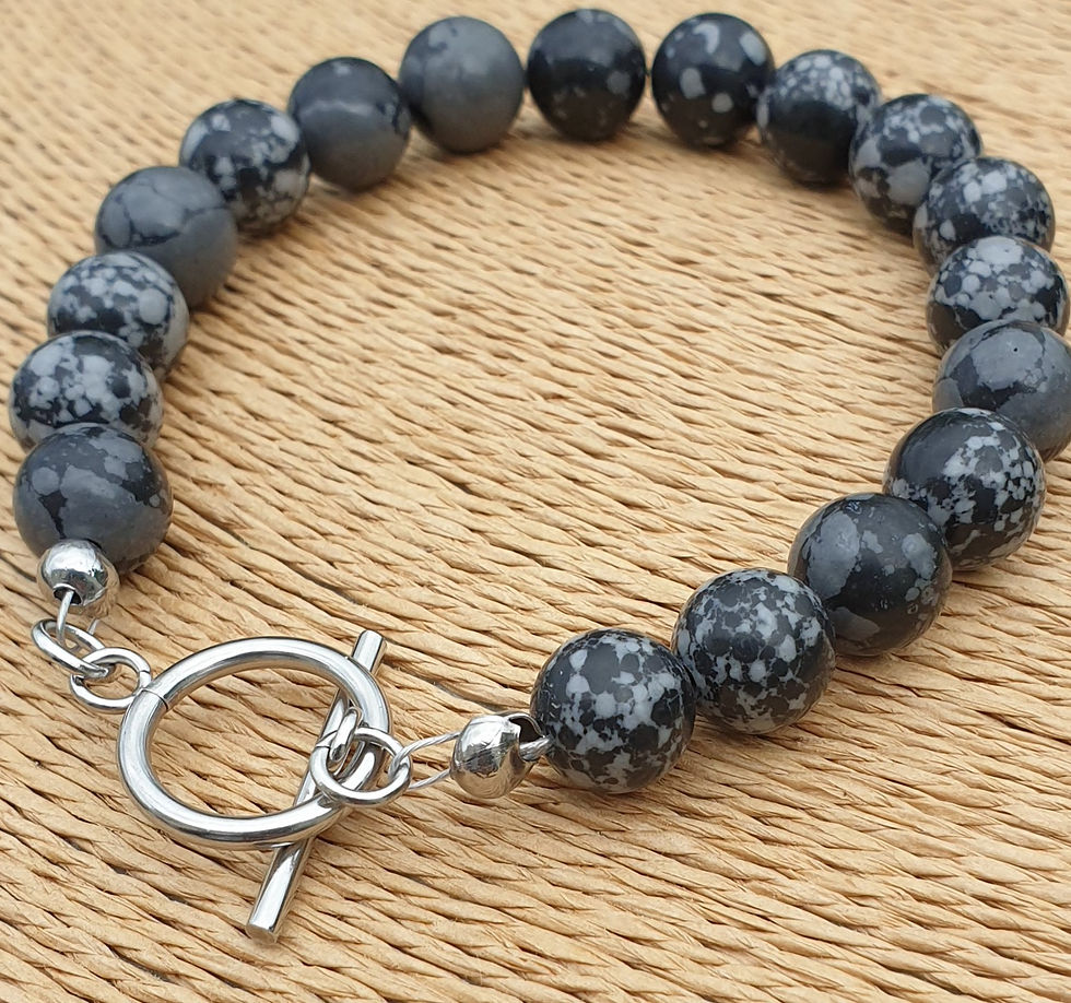 Thumbnail: Snowflake Obsidian bracelet 