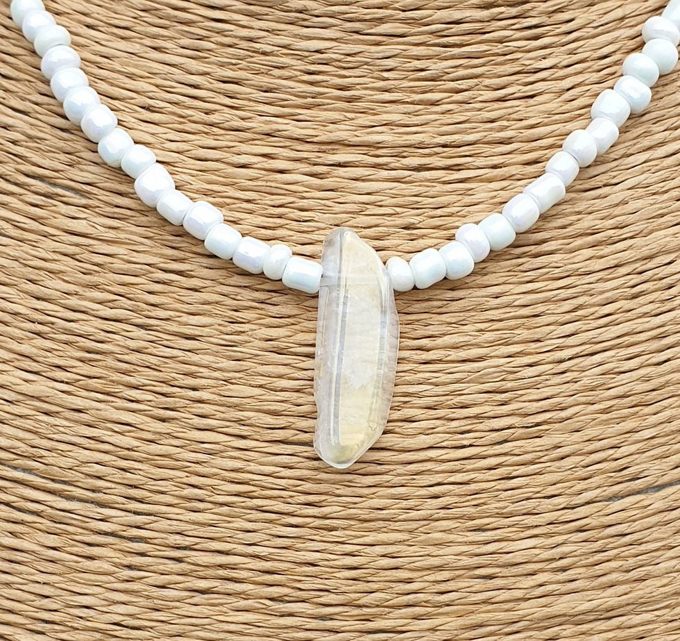 Thumbnail: Angel Aura Quartz necklace WHITE 