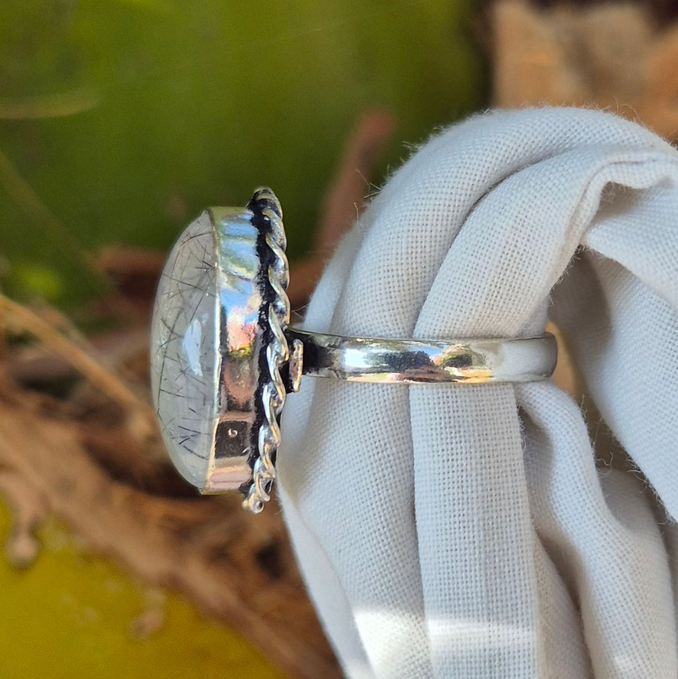 Thumbnail: Tourmaline Quartz Ring Size Q