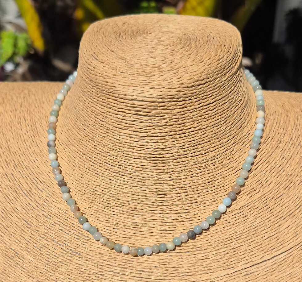 Thumbnail: Amazonite Necklace Choker ~ SILVER 