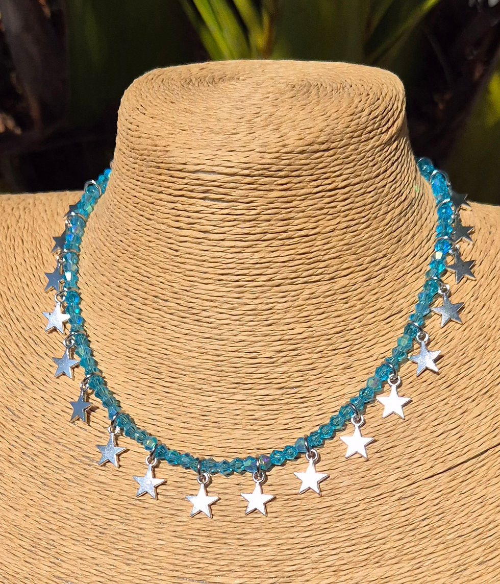 Thumbnail: Glass Crystal Star charm Necklace Choker SILVER