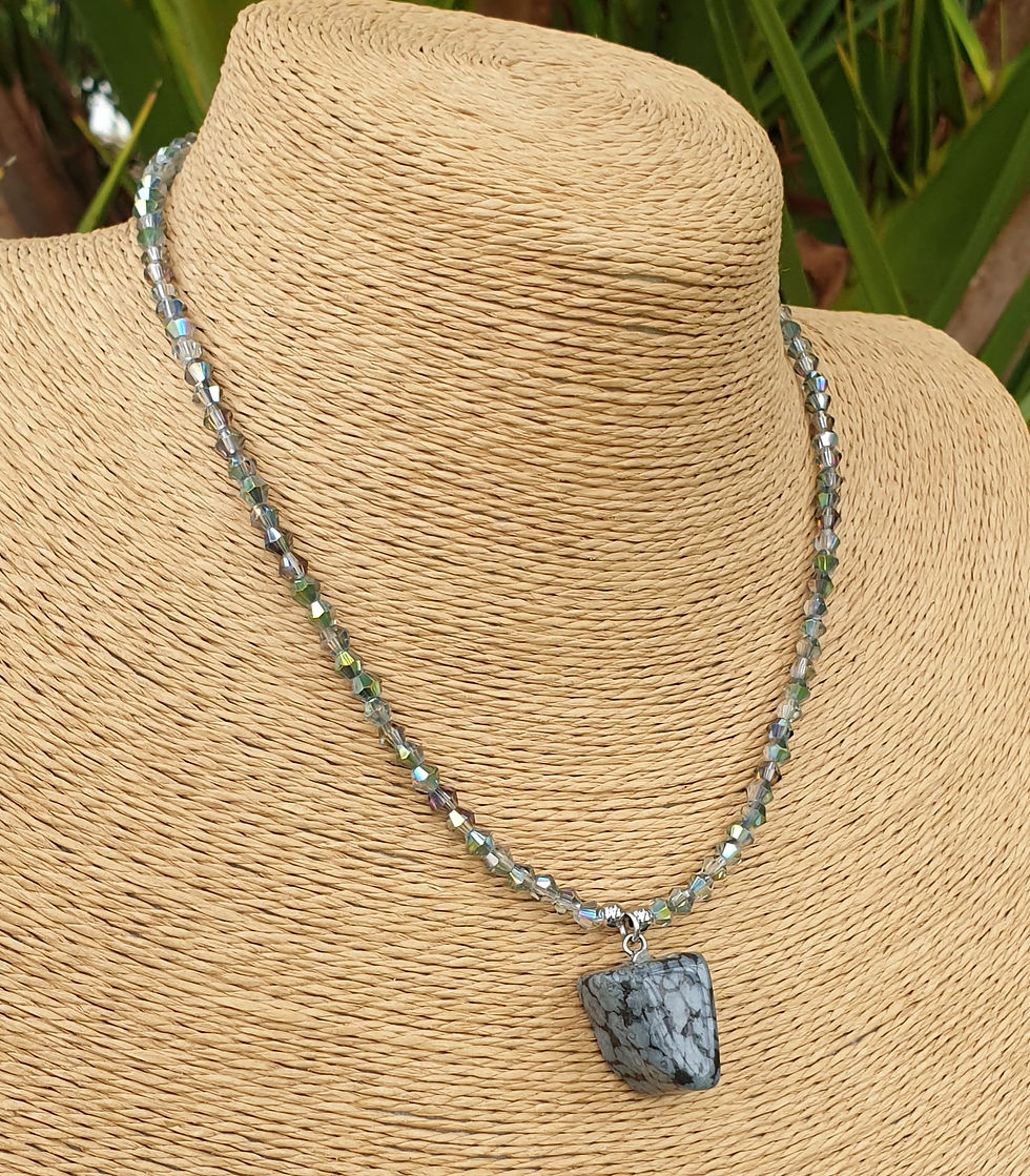 Thumbnail: Snowflake Obsidian necklace 