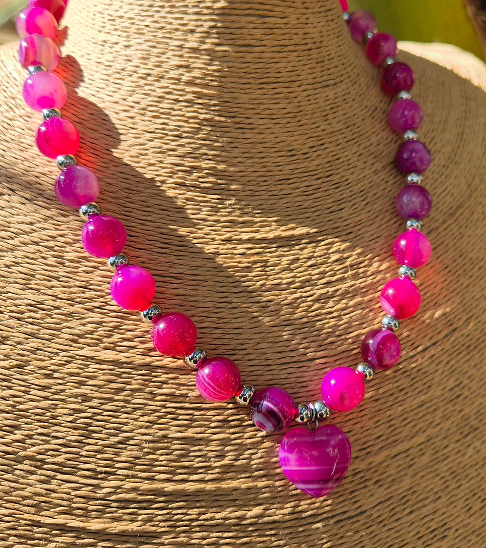 Thumbnail: Pink Agate heart Necklace 