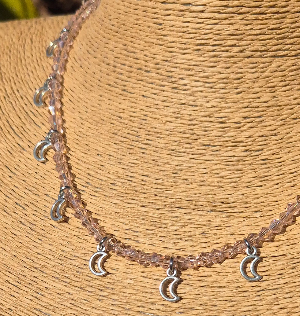 Thumbnail: Glass Crystal Moon charm Necklace 