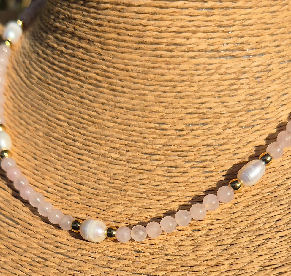 Thumbnail: Rose Quartz Freshwater Pearl Necklace 