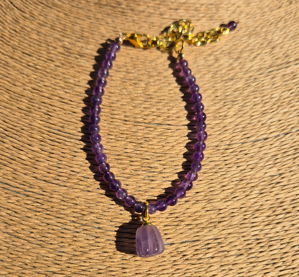 Thumbnail: Amethyst pumpkin Bracelet Halloween ~ GOLD