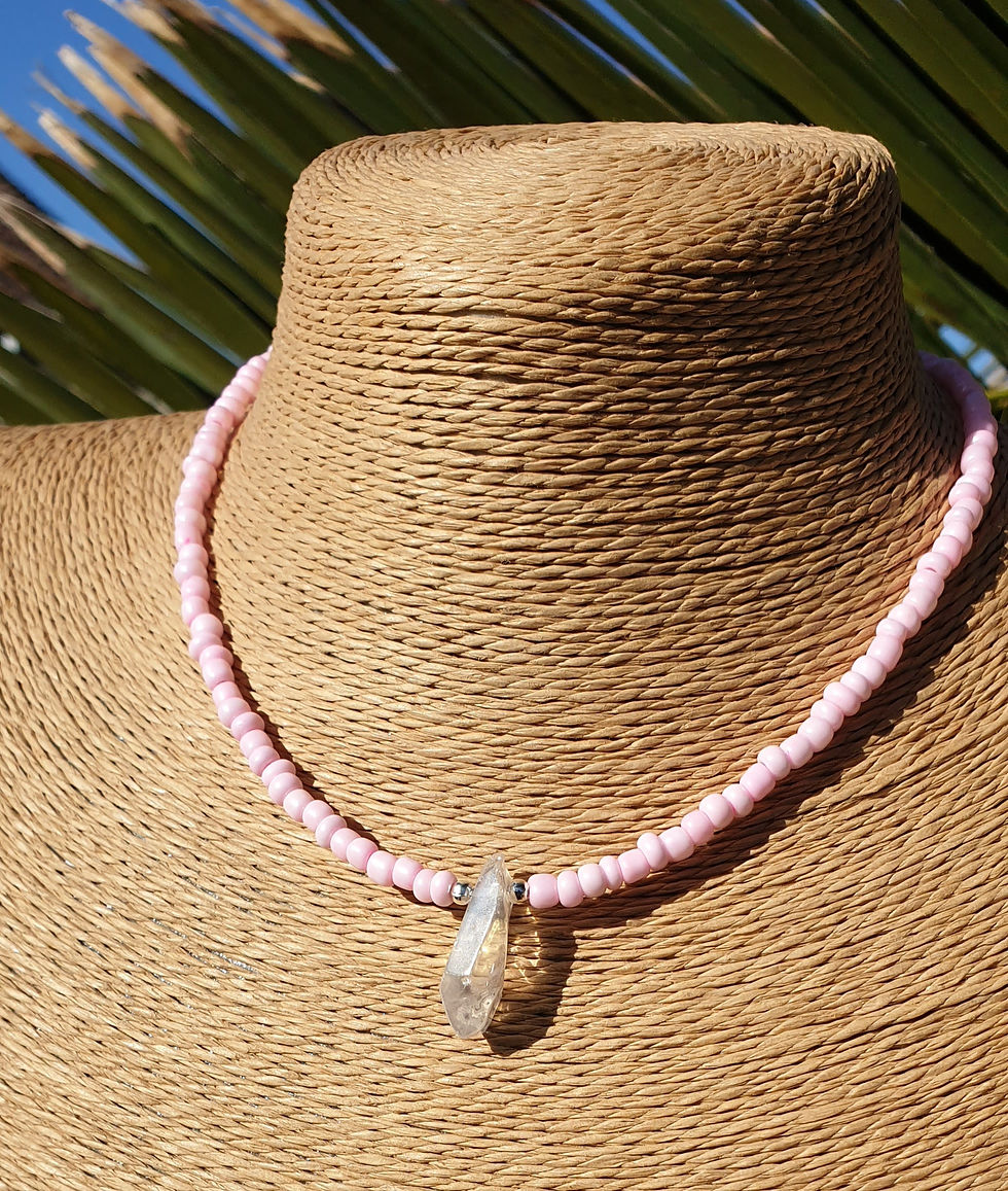 Thumbnail: Angel Aura Quartz necklace LIGHT PINK 