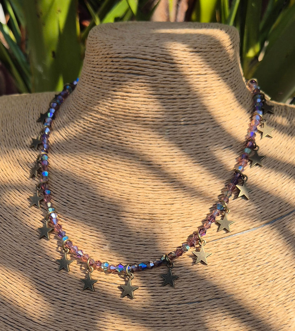 Thumbnail: Glass Crystal Star charm Necklace BRONZE 