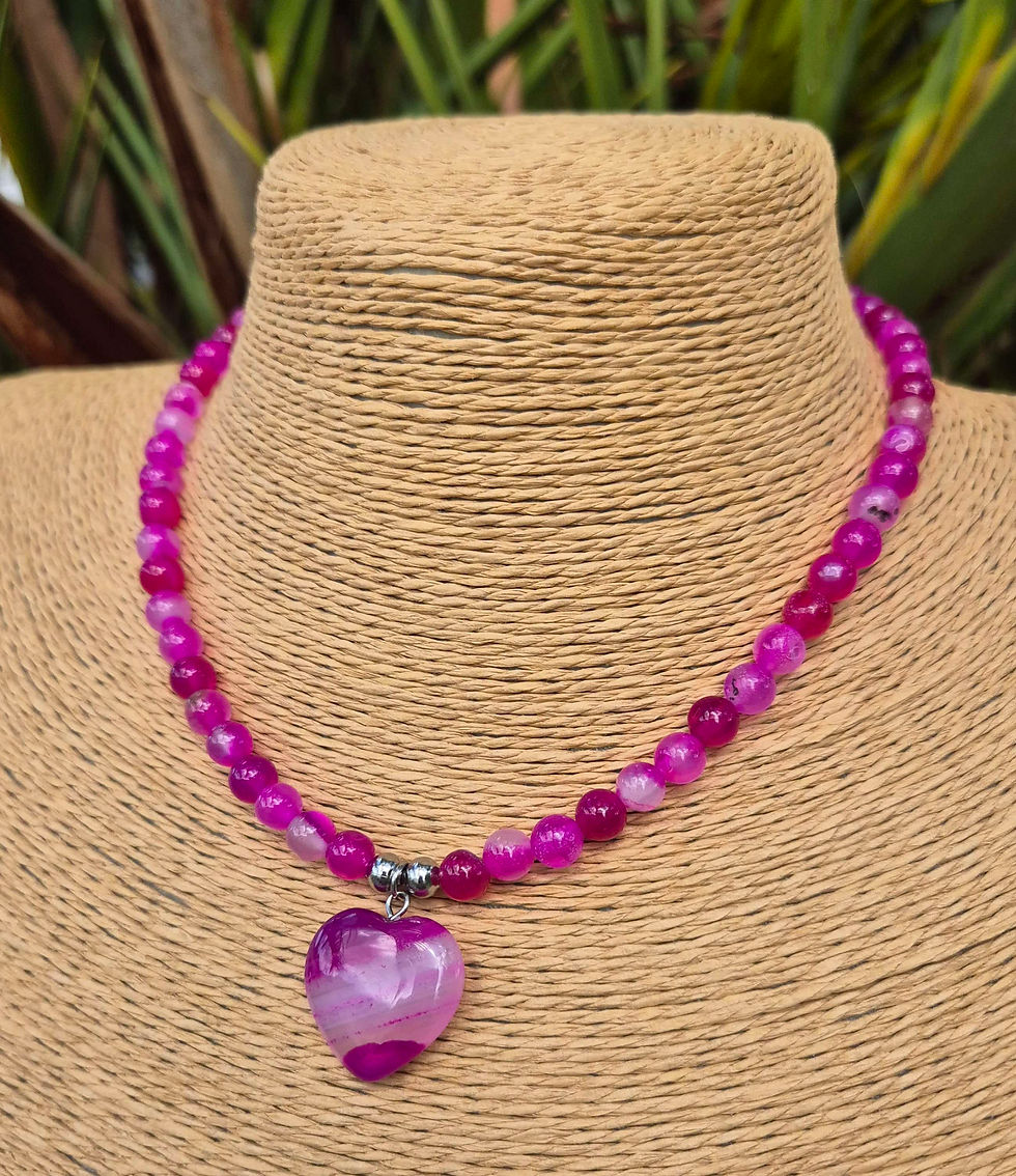 Thumbnail: Pink Agate heart Necklace 