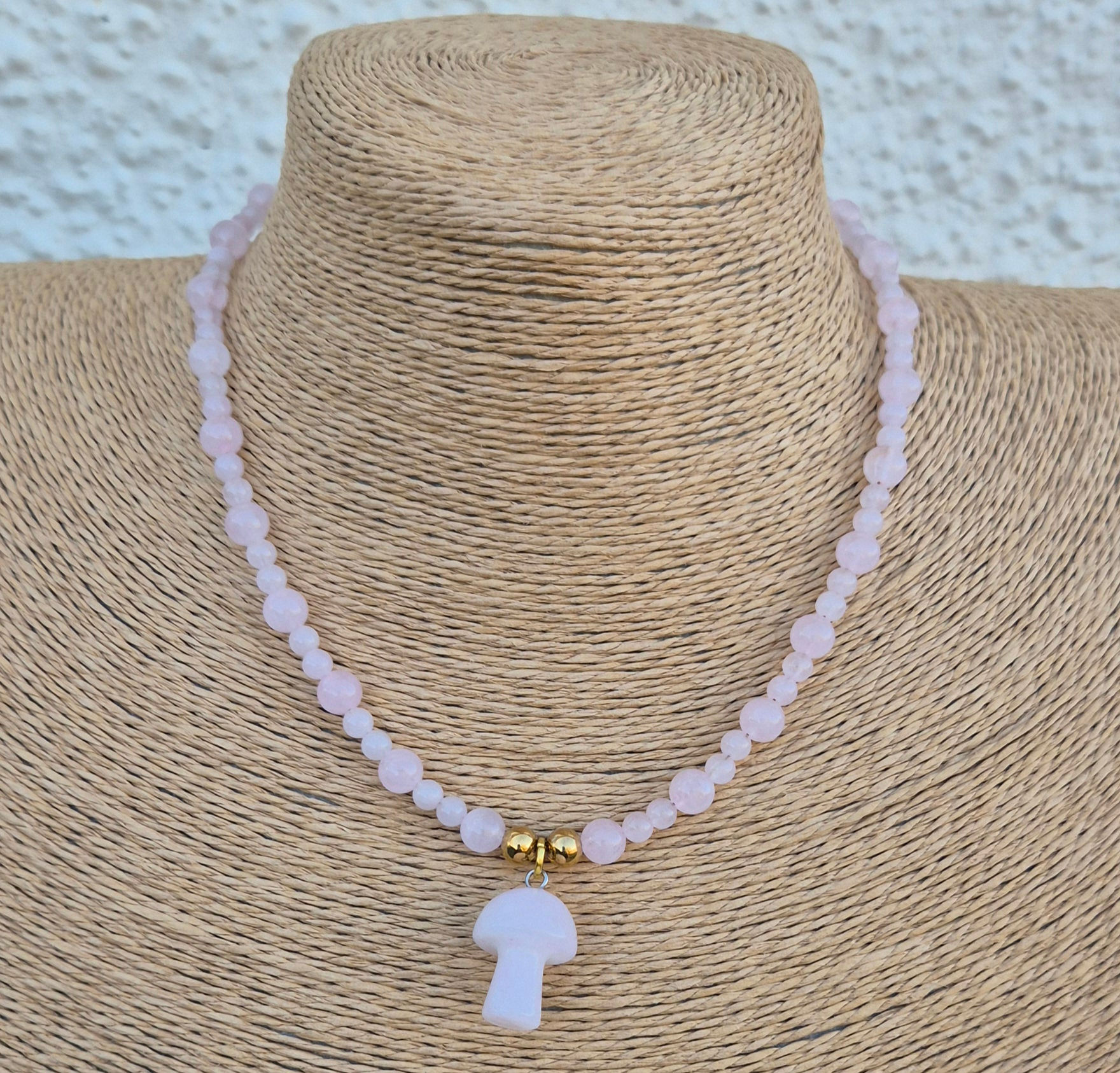 Rose Quartz Mushroom Necklace