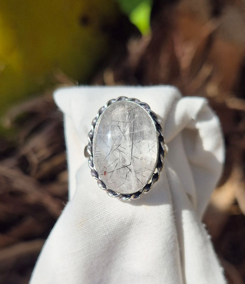 Thumbnail: Tourmaline Quartz Ring Size Q