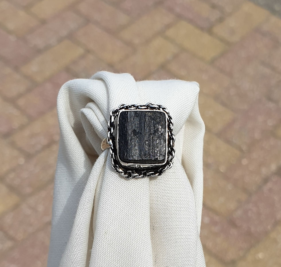 Thumbnail: Black Tourmaline ring size M
