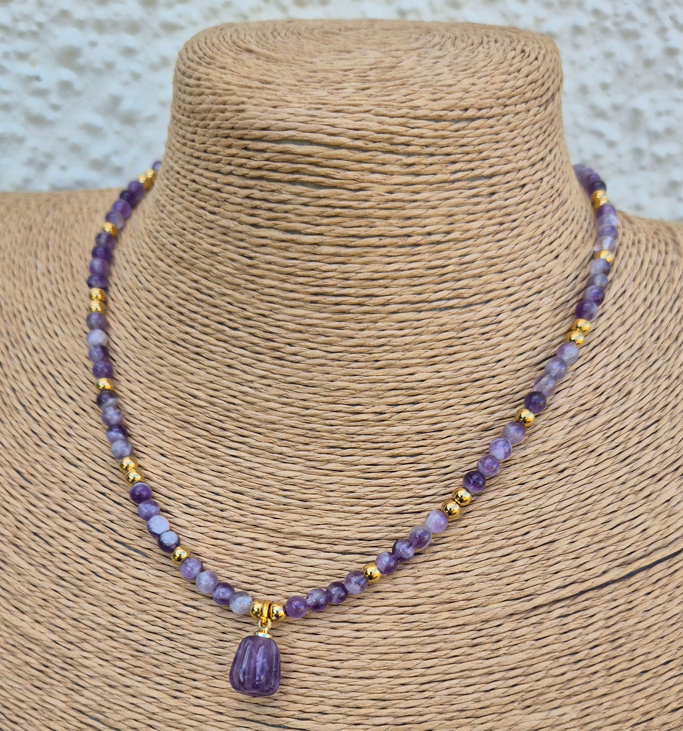 Amethyst pumpkin necklace Halloween 
