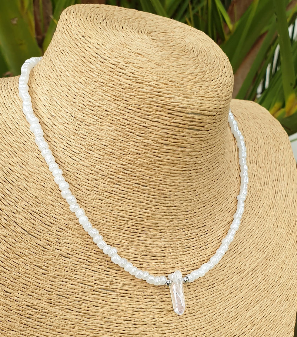 Thumbnail: Angel Aura Quartz necklace PEARL